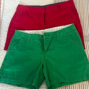 Lot of 2 Woman’s Shorts. Green Merona and Red Nautica Brands.